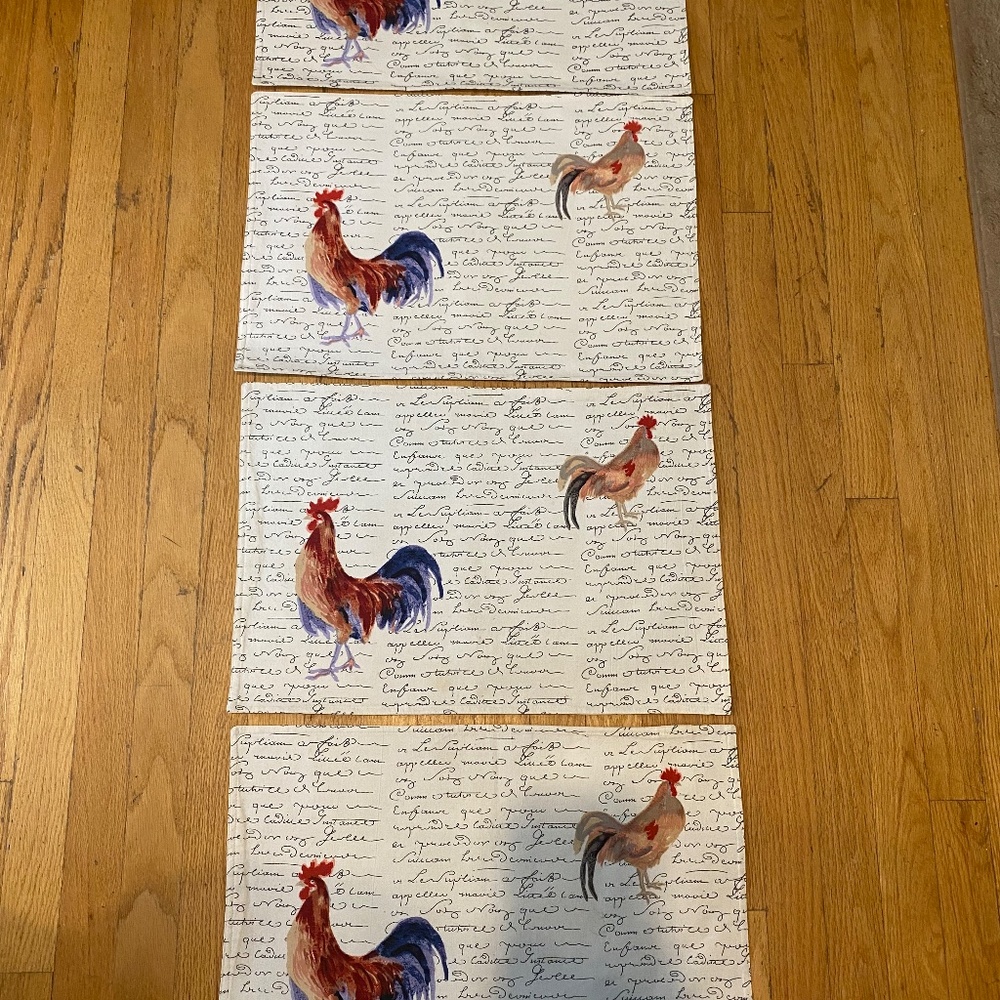 Set of 4 Williams-Sonoma French Country Rooster Placemats